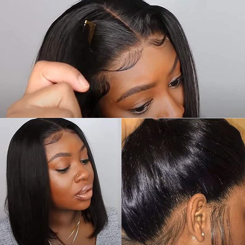 12inch Glueless Bob Hair Wig Human Hair Ready To Wear Straight HD Transprent 5X6 Lace Closure Wigs For Women Pre Plucked Pre Cut Short Bob Wigs