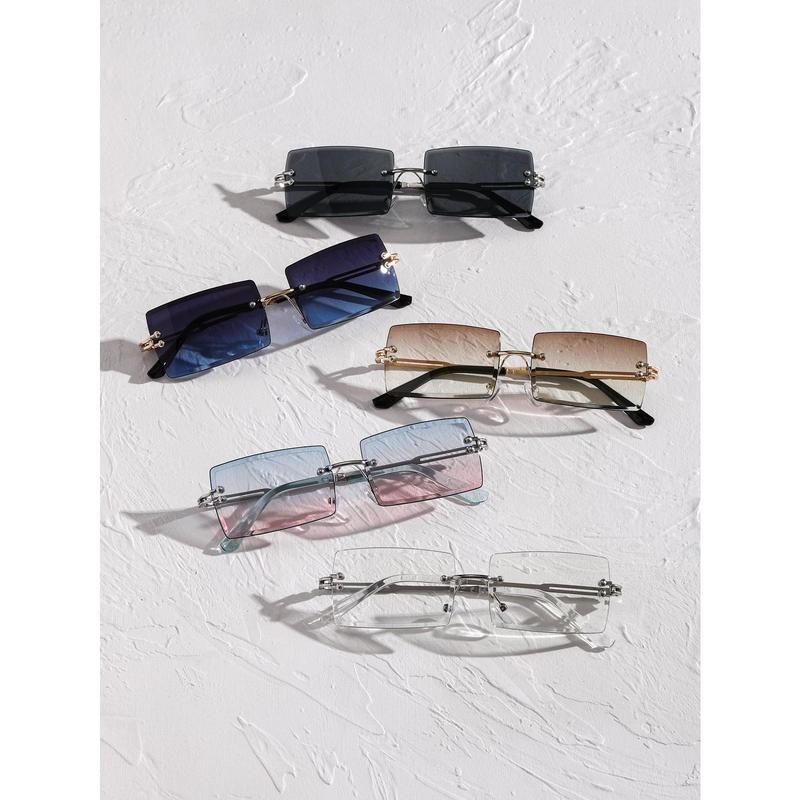 5pairs Men Rimless Square Lens Fashion Glasses Beach Accessories Glasses Shades