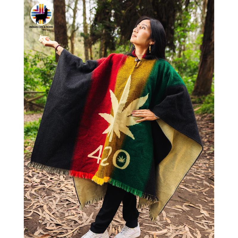 4.20 Rasta Style Alpaca Poncho