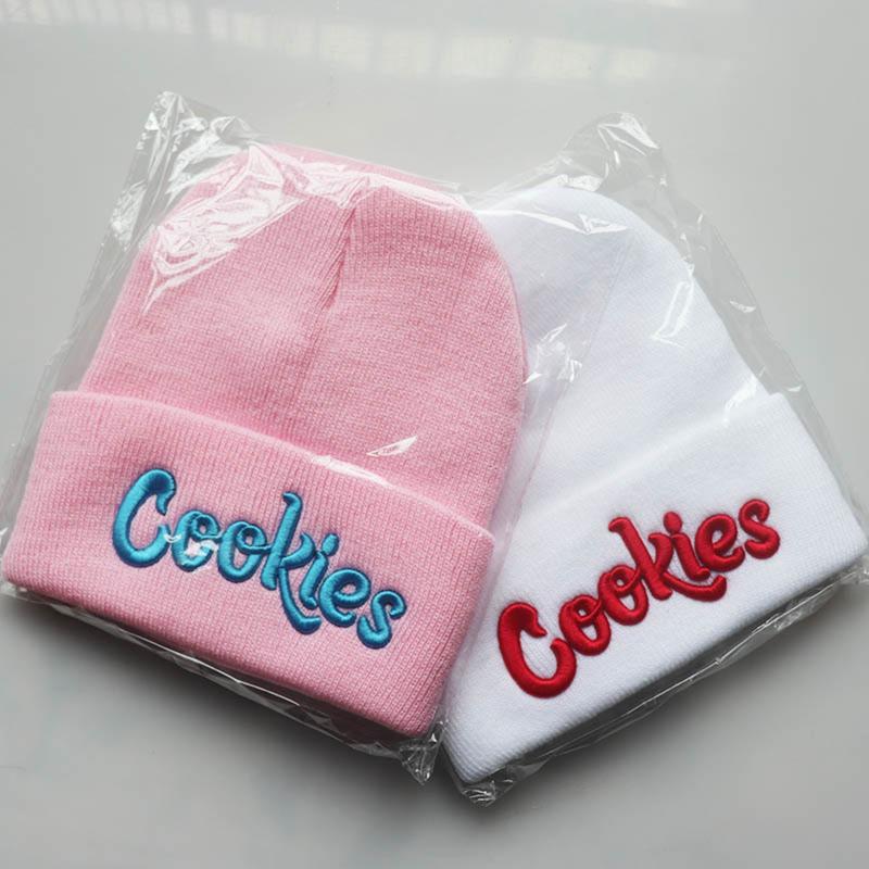 Unisex Letter Embroidery Knit Cap Cookies Y2K Beanies Casual Winter Warm Hats Hip-Hop Soft Stretch Warm Knitted Slouchy Cap