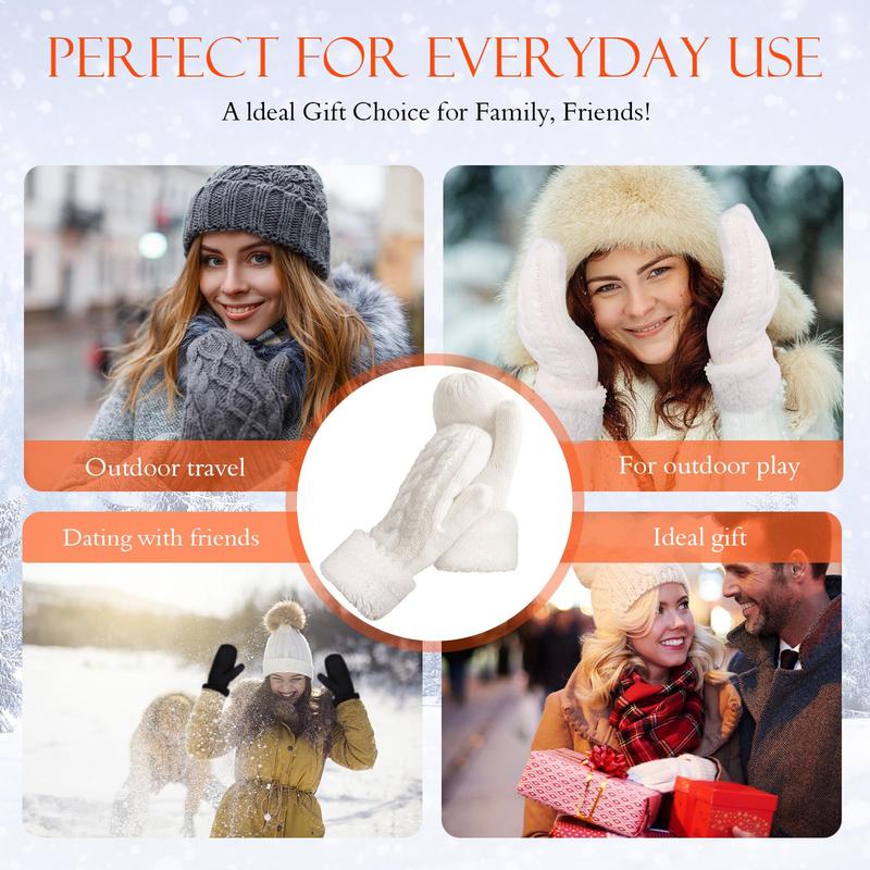 Women's Winter Warm Gloves, Cozy Thick Knit Gloves and Mittens, Warm Soft Lining, Cold Weather Accessories Gift