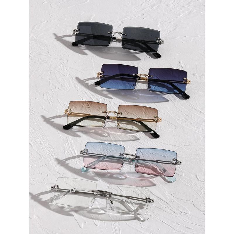 5pairs Men Rimless Square Lens Fashion Glasses Beach Accessories Glasses Shades