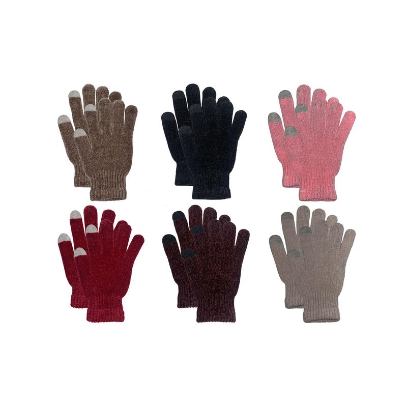 Multi-Pack Assorted Chenille Winter-Winter-Winter Colored Gloves With Touchscreen Tips