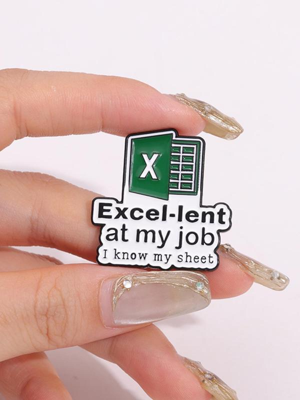 Office Spreadsheet Design Brooch, Funny Excel Logo Brooch for Women & Men, Enamel Pin Suitable for Backpacks, Jeans, Scarves, Hats Decoration Fixed Buckle