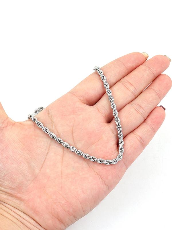 Simple Plain Color Rope Chain Necklaces for Men, Fall Stainless Steel Twisted Chain Necklace As Gift for Boyfriend, Fashion Accessories, Men Male Accessories