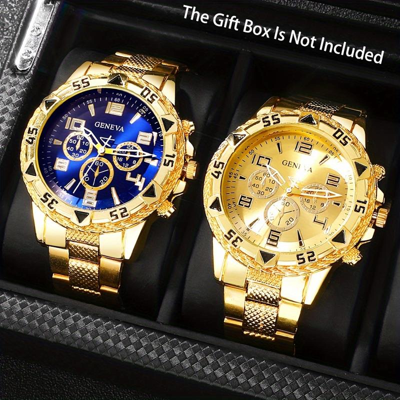 3-Piece 2-Piece Fashionable Business Men's Round Quartz Watch Set with Date Function, Stainless Steel Bands, Zinc Alloy Case, Electronic Movement, Pointer Display - Ideal for Valentine's, Easter, Eid Al-Adha, Birthday, Christmas Gifts