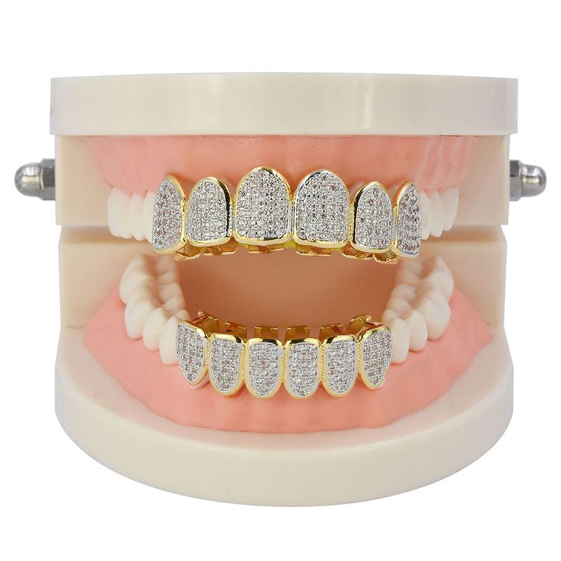 ICE WATER Luxe Unisex Silver Grillz -zirconia Iced-Out, Sparkling Hip Hop Teeth Jewelry for Men & Women, Perfect for Parties & Costumes