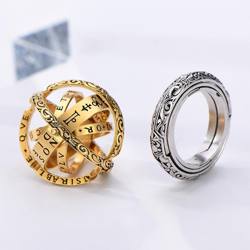 Fashion Astronomy Foldable Ring Necklace Astronomy Sphere Ball Ring Cosmic Finger Ring Couple Jewelry