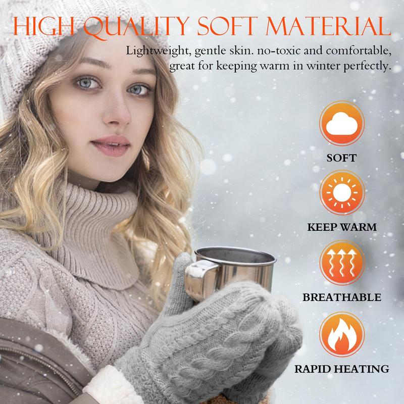 Women's Winter Warm Gloves, Cozy Thick Knit Gloves and Mittens, Warm Soft Lining, Cold Weather Accessories Gift