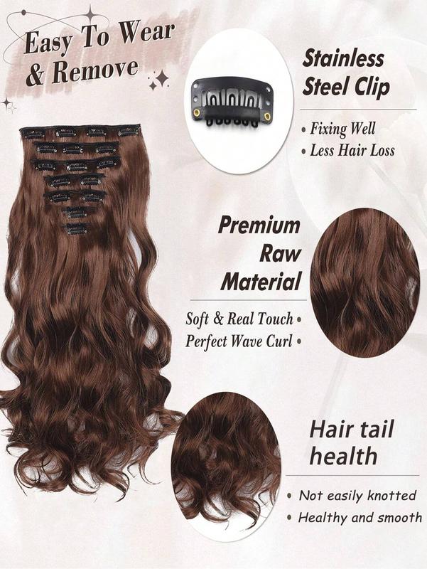 18-30 Inch Black Long Curly Hair Extensions - 7-Piece Set with 16 Clips, Natural Look for Women’s Daily Use