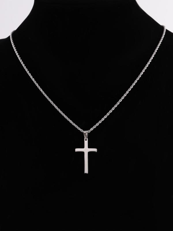 Classic Retro Design Stainless Steel Cross Pendant Necklace, Fashion Back To School Vintage Jewelry for Party, Daily Clothing Decor, Trendy All-match & Exquisite Jewelry for Birthday Gift for Fall 2024