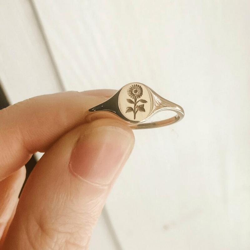 Dainty Sunflower Ring  Plated Delicate Carving Craft Perfect Chrismas Birthday Gift for Girls