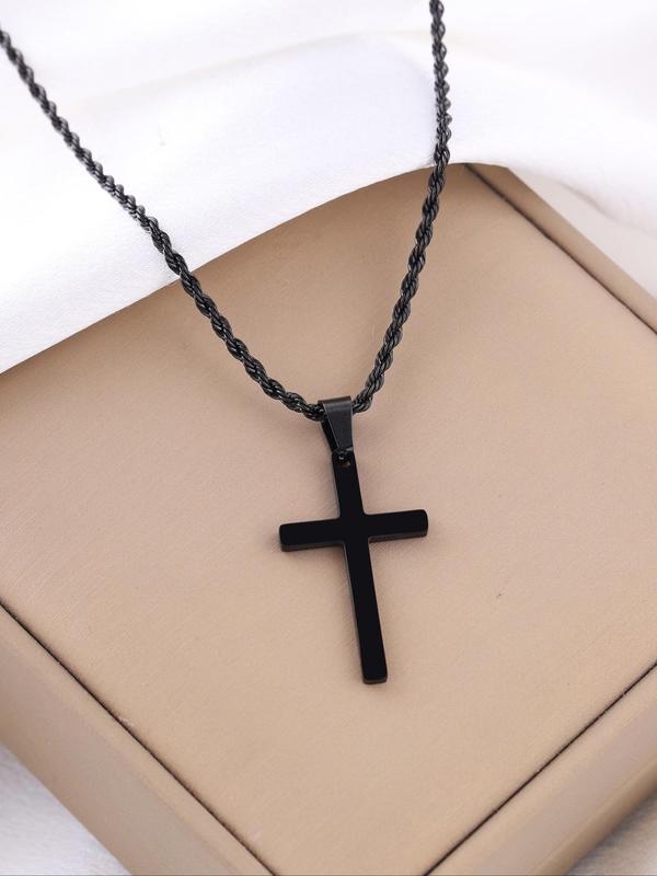 Classic Retro Design Stainless Steel Cross Pendant Necklace, Fashion Back To School Vintage Jewelry for Party, Daily Clothing Decor, Trendy All-match & Exquisite Jewelry for Birthday Gift for Fall 2024