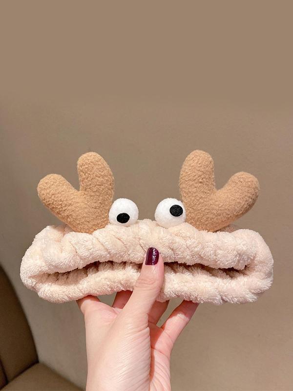 Cartoon Crab Decor Plush Hair Band, Cute High Stretch Elastic Hair Band for Women, Lovely Hairwear for Party, Daily, Beauty Hair Accessory for Face Washing