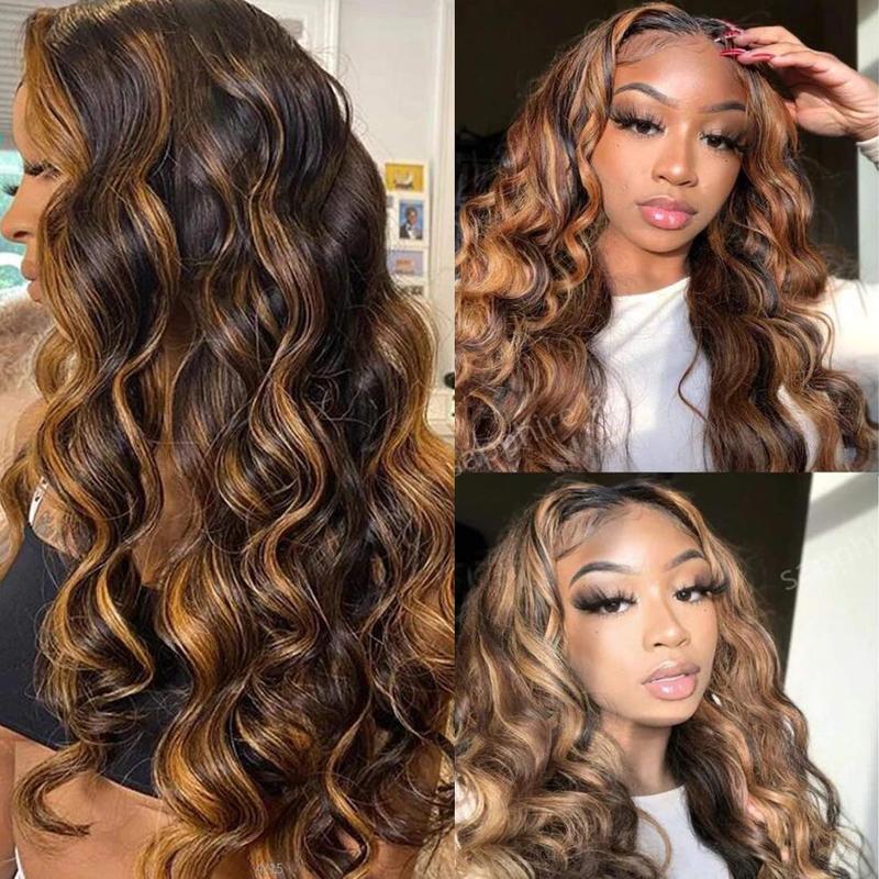 Ombre Brown Highlight Body Wave Human Hair Weave Sew in 1 3 4 Bundles Brazilian Remy Hair Dark Root Blonde Human Hair Weaves Extension Piano Color