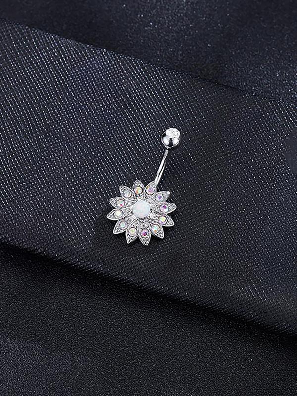 Rhinestone Decorated Belly Ring, Women Belly Piercing Body Jewelry for Party, Daily Clothing Decor, Trendy All-match Cool Female Accessories for Birthday Gift