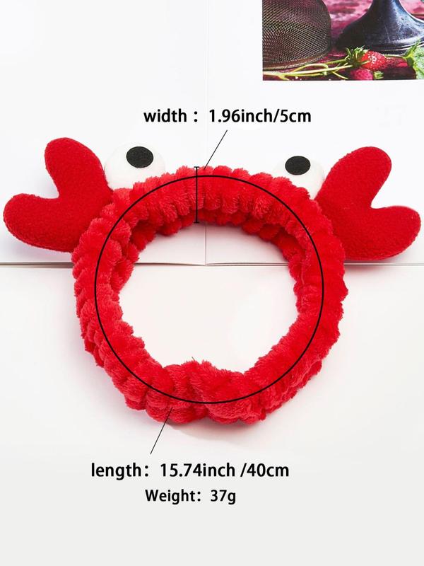 Cartoon Crab Decor Plush Hair Band, Cute High Stretch Elastic Hair Band for Women, Lovely Hairwear for Party, Daily, Beauty Hair Accessory for Face Washing