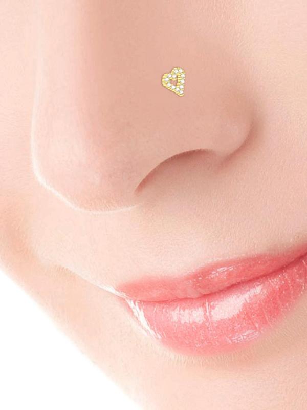 Mixed Style Artificial Zircon Decor Nose Rings, 9 Counts set Heart & Flower & Moon Design Nose Piercing Jewelry  for Women & Men, Fashion Punk Accessories for Party, Daily Decor for Birthday Gift