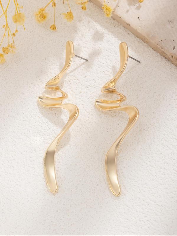 Creative Irregular Twisted Design Dangle Earrings, Fashion Ear Jewelry for Party, Daily Clothing Decor, Trendy All-match & Exquisite Jewelry for Birthday Gift