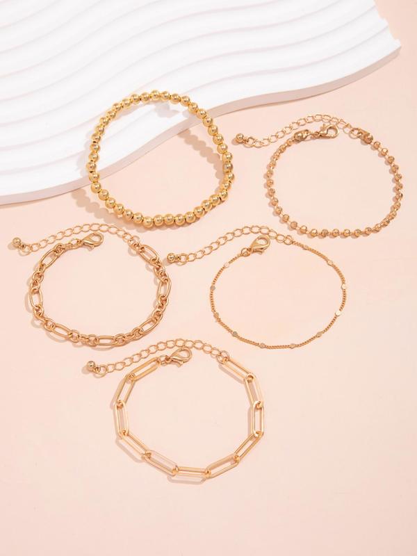 Fashion Simple Chain Bracelet & Beaded Bracelet, Summer 2024 Bangles Bracelets, Casual Stackable Matching Bracelet, Trendy All-match Jewelry, Streetwear Accessories As Friendship Bracelets, for Fall