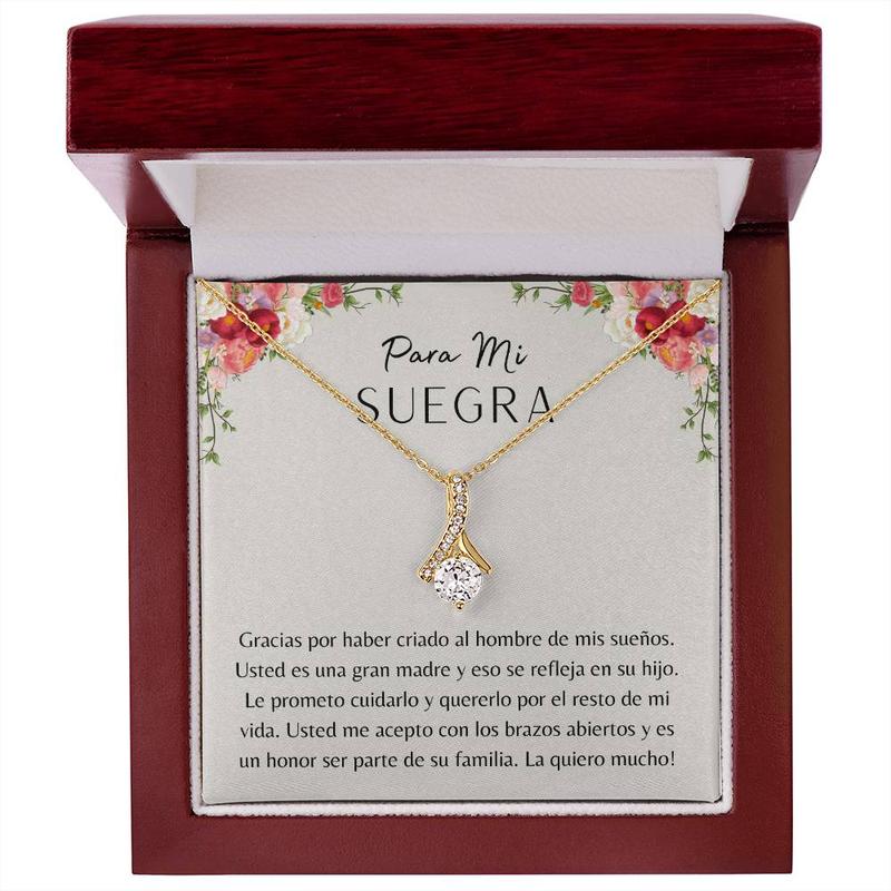 Para Mi Suegra, Regalo Para , Regalo Para Mama de Mi Esposo, Para Dia de Boda, Gift for Mother in Law Spanish, Gracias Suegra, Necklace With Message Card and Box, Gift for Birthday