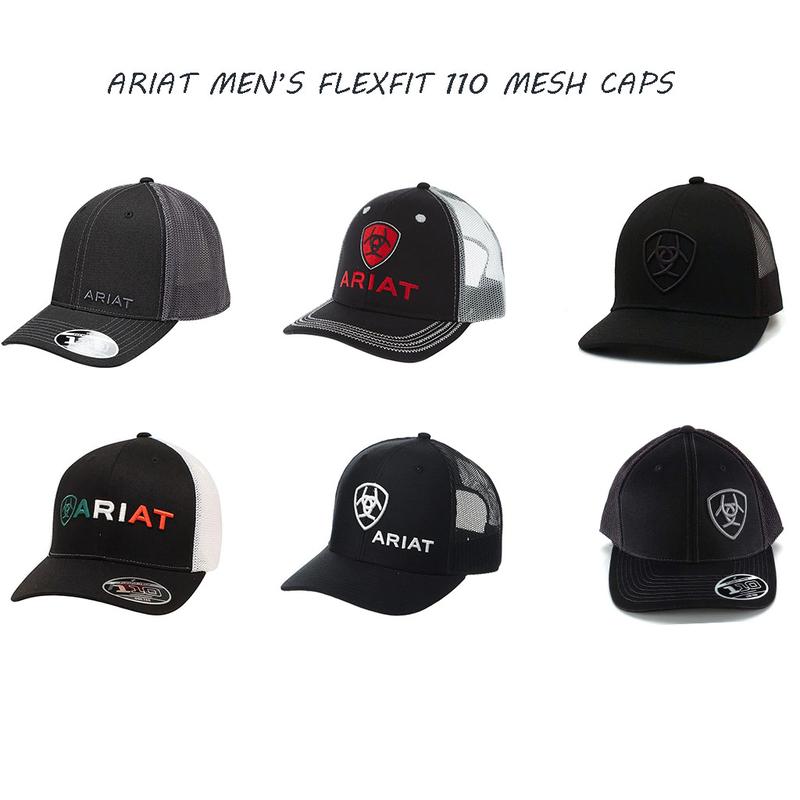 Stylish Black A.R.I.A.T Baseball Cap Collection, Men's Flexfit 110 Mesh Cap: Stay Cool, Look Sharp