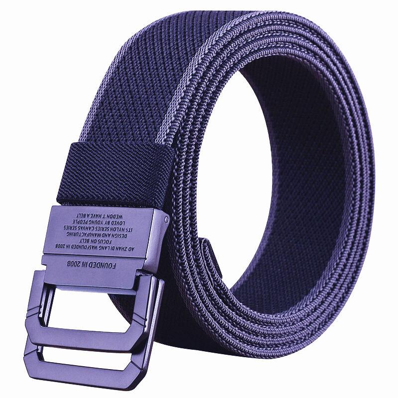 Men's and Women's Belts Canvas Belt Elastic Woven Pant Belt Double Ring Buckle Woven Belt Young Student Military Training Trendy Easiest for Match