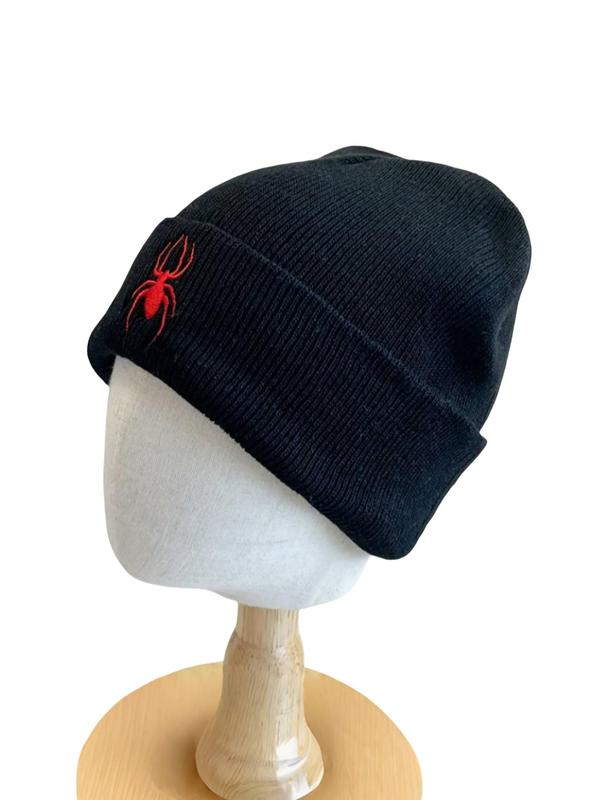 Spider Embroidery Beanie Hat, Casual Animal Design Knitted Hat for Fall & Winter, Warm Beanie Cap for Men & Women As Halloween Gift