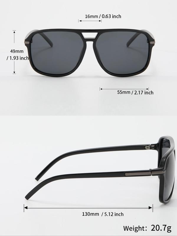 Men's Business Double Bridge Square Frame Sunglasses, Vintage Trendy Sunglasses for Everyday Use, Fashion Accessories for Outdoor Activities