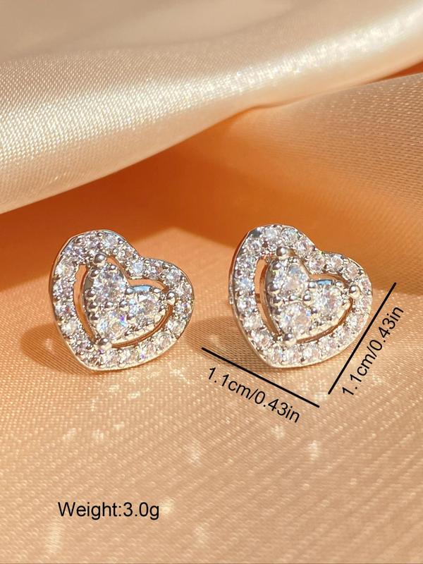 Elegant Heart Shaped Rhinestone Decorated Hollow Out Stud Earrings, Fashionable Earrings for Women, Summer Jewelry Accessories, Trendy Jewelry Gift for Party, Cartilage Earrings, Bling Bling Earrings