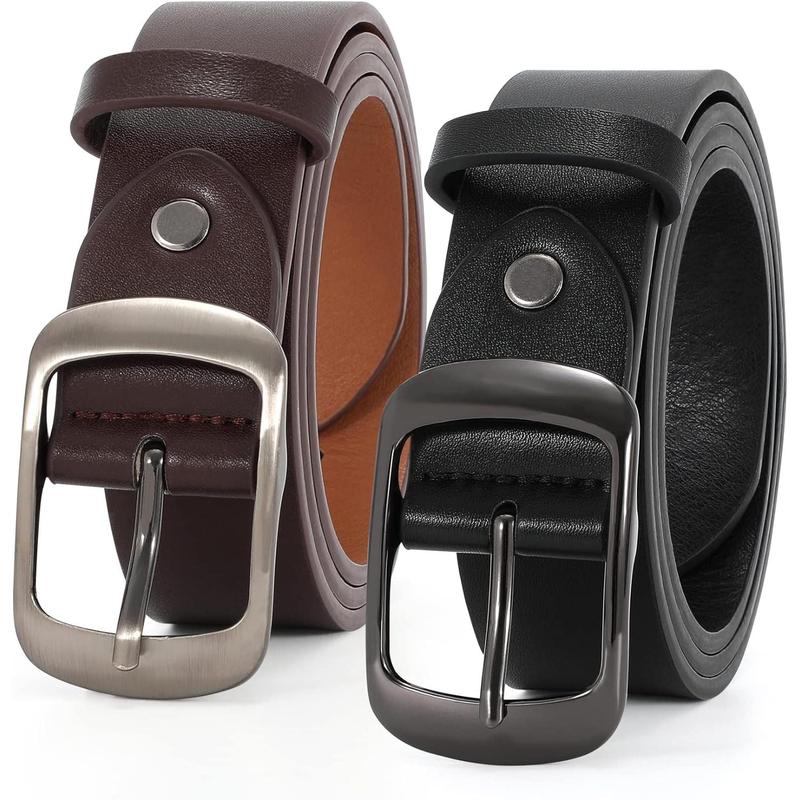 2 Packs Women Leather Belts for Jeans Fashion Leather Ladies Waist Belt