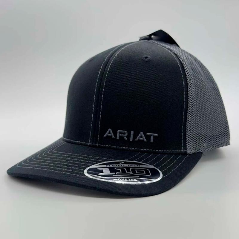 Stylish Black A.R.I.A.T Baseball Cap Collection, Men's Flexfit 110 Mesh Cap: Stay Cool, Look Sharp