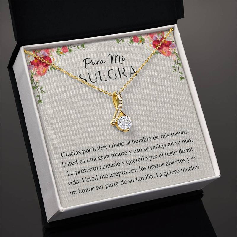 Para Mi Suegra, Regalo Para , Regalo Para Mama de Mi Esposo, Para Dia de Boda, Gift for Mother in Law Spanish, Gracias Suegra, Necklace With Message Card and Box, Gift for Birthday