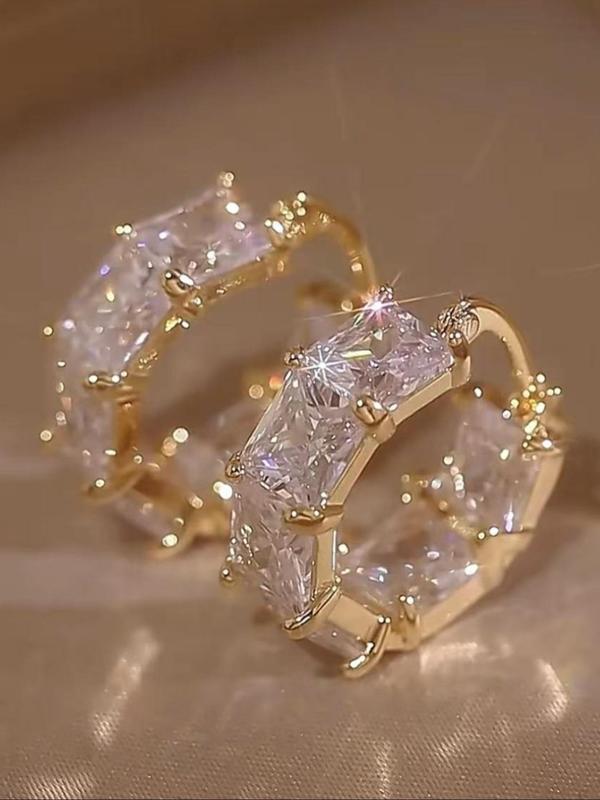 Rhinestone Decorated Hoop Earrings, 2024 New Style Elegant Jewelry for Party, Daily Clothing Decor, Trendy All-match & Exquisite Jewelry for Birthday Gift