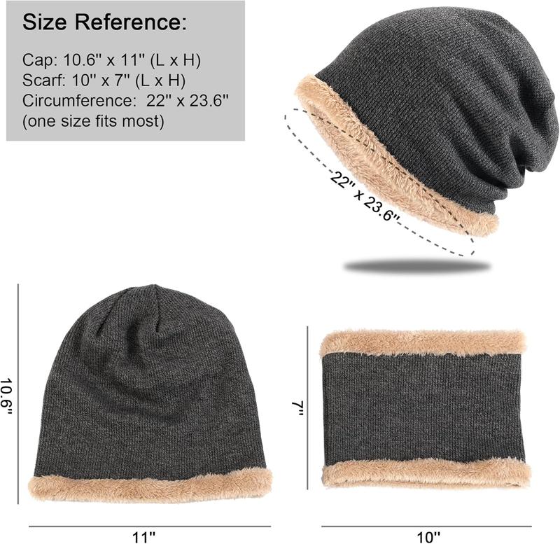 Warm Winter Beanie Hat & Scarf Gloves Set Stylish Knit Skull Cap for Men Women (02 Gray)