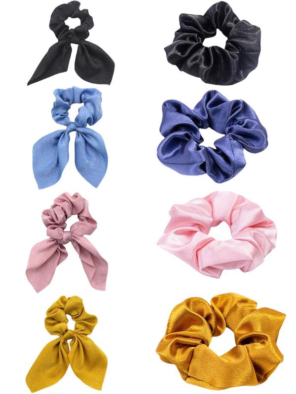 Solid Color Scrunchies, High Stretch Hair Tie, Casual Simple Hair Accessories for Women & Girls, Minimalist Headwear Suitable for Thick Hair