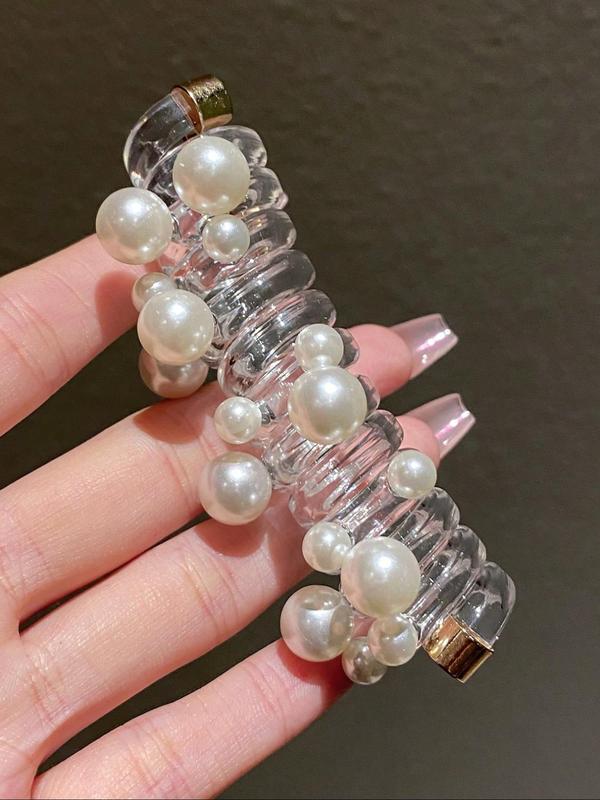 Faux Pearl Decorated Hair Tie, Cute Hair Accessories for Women & Girls, Minimalist Headwear Suitable for Thick Hair, Fashion Hair Accessories for Party, Daily Clothing Decor