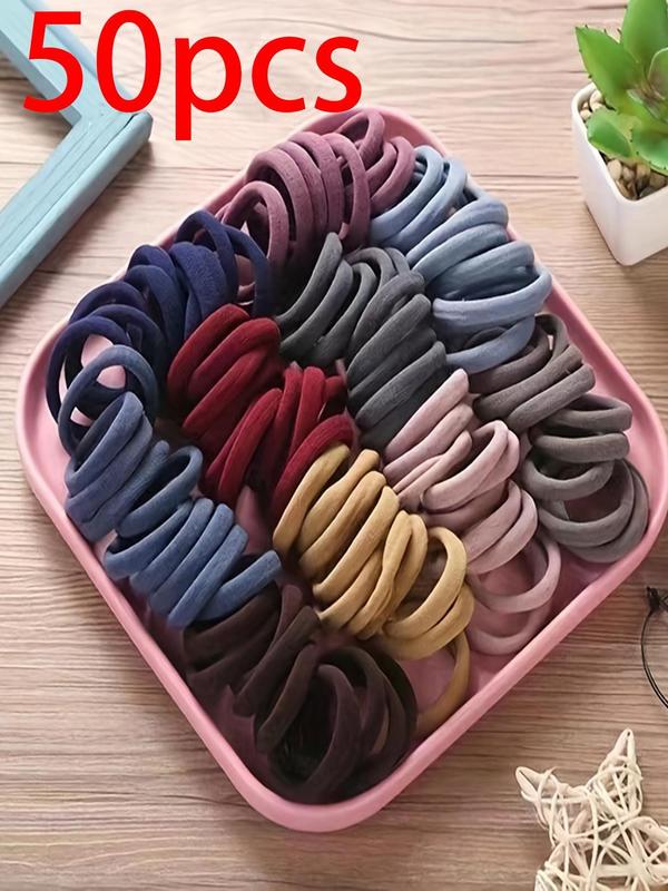 Random Color Simple Plain High Elastic Hair Tie, Casual Versatile Hair Accessories for Women, Minimalist Ponytail Holder for Thick Hair for Daily Use