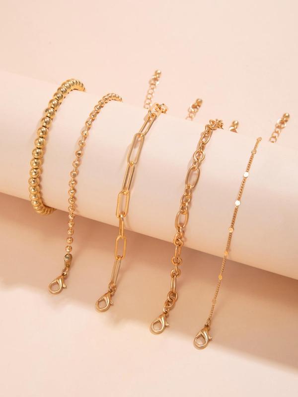 Fashion Simple Chain Bracelet & Beaded Bracelet, Summer 2024 Bangles Bracelets, Casual Stackable Matching Bracelet, Trendy All-match Jewelry, Streetwear Accessories As Friendship Bracelets, for Fall