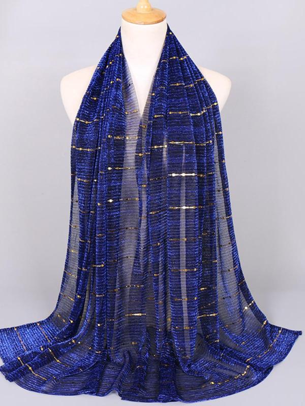 Women's Sheer Long Scarf, Glittering Fashion Solid Color Contrast Sequin Decor Silky Shawl for Daily Wear, Women's Elegant Trendy Scarf for All Seasons for Mom, Girlfriend