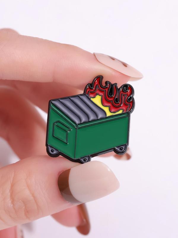 2023 Fashion Alloy Trendy Clothes Brooch Pin, Cute Burning Trash Can Design Pin Brooch, Clothes Accessories for Men & Women