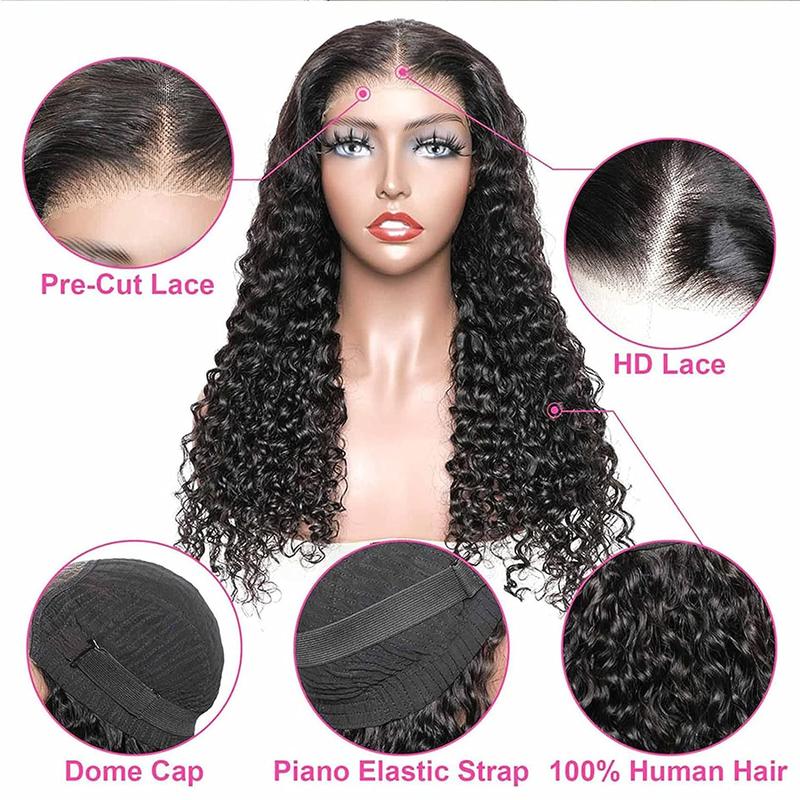 Ready To Wear And Go 30 32 Inch Glueless Wig Curly 5x5 6x4 4x6 HD Transparent Lace Front Wig For Women Brazilian Human Hair Wig Deep Wave Pre-Cut Lace Pre Plucked Natural Hairline Sale Bling Hair 180%