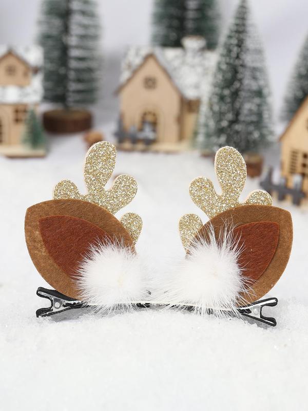 Cute Reindeer Antler Design Hair Clips, Christmas Themed Hair Accessories for Women & Girls, Fashion Hair Accessories for Party, Daily Clothing Decor