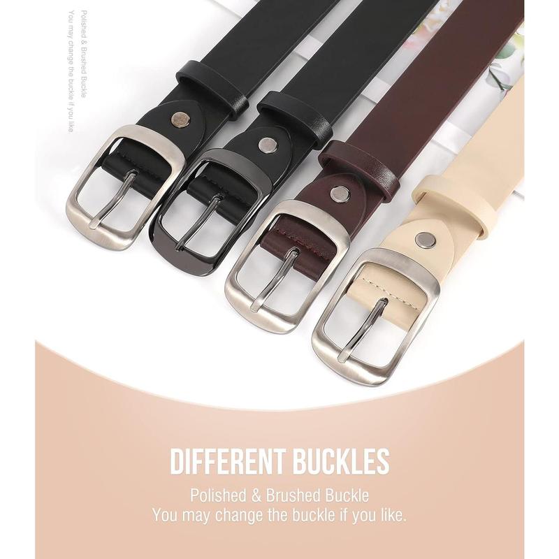 2 Packs Women Leather Belts for Jeans Fashion Leather Ladies Waist Belt