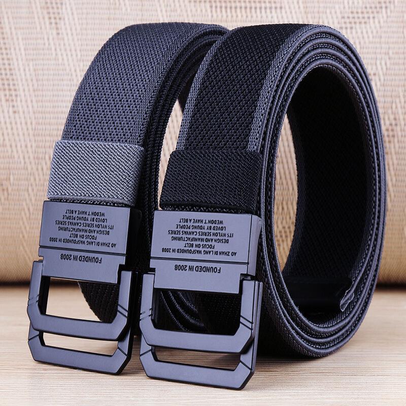 Men's and Women's Belts Canvas Belt Elastic Woven Pant Belt Double Ring Buckle Woven Belt Young Student Military Training Trendy Easiest for Match