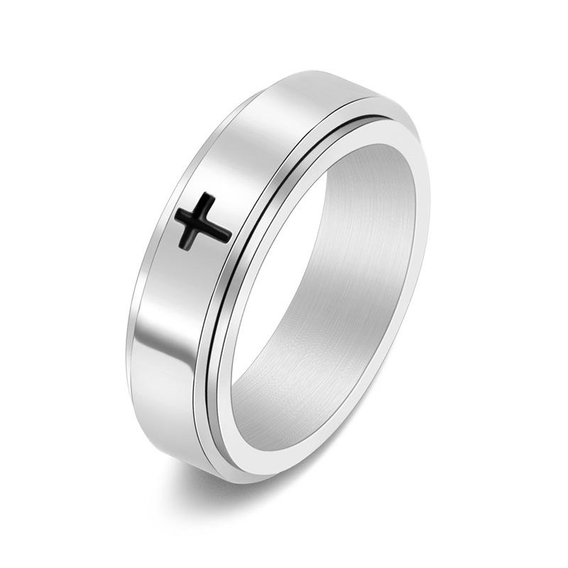 Rotatable decompression ring for male and female crosses men's ring