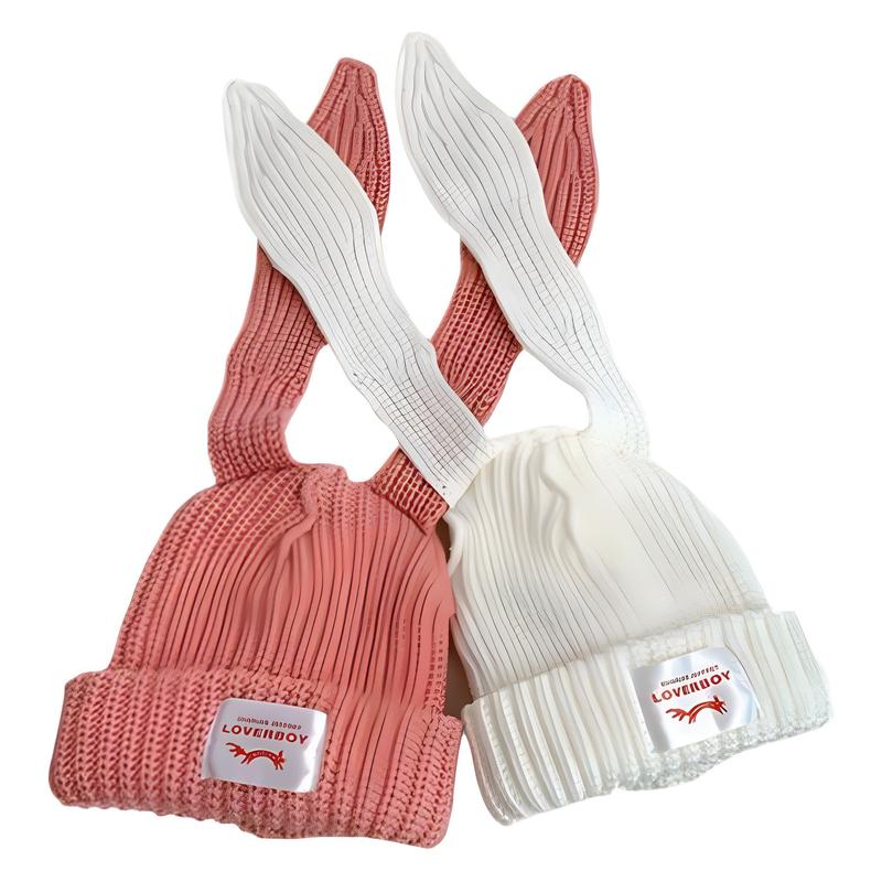 Cute rabbit ear design beanie hat, casual softcomfortable warm knit hat for Fall & Winter, fashion accessories for both men & women, forfall