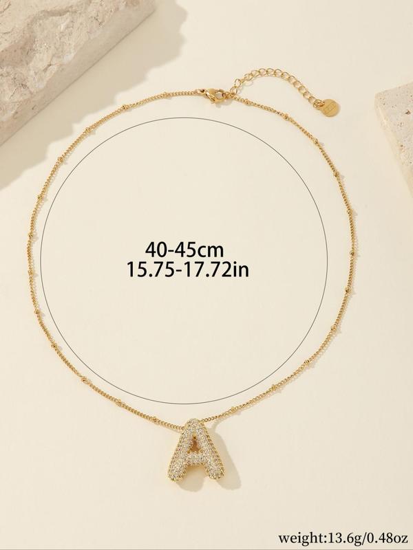 Fashion Rhinestone Letter Pendant Necklace for Women & Men Back To School, Y2k 2024 Summer New Skinny Chain Jewelry for Party, Daily Decor, Trendy All-match Accessory for Birthday Gift, Fall Outfits, Fall Freshness Fall Y2K