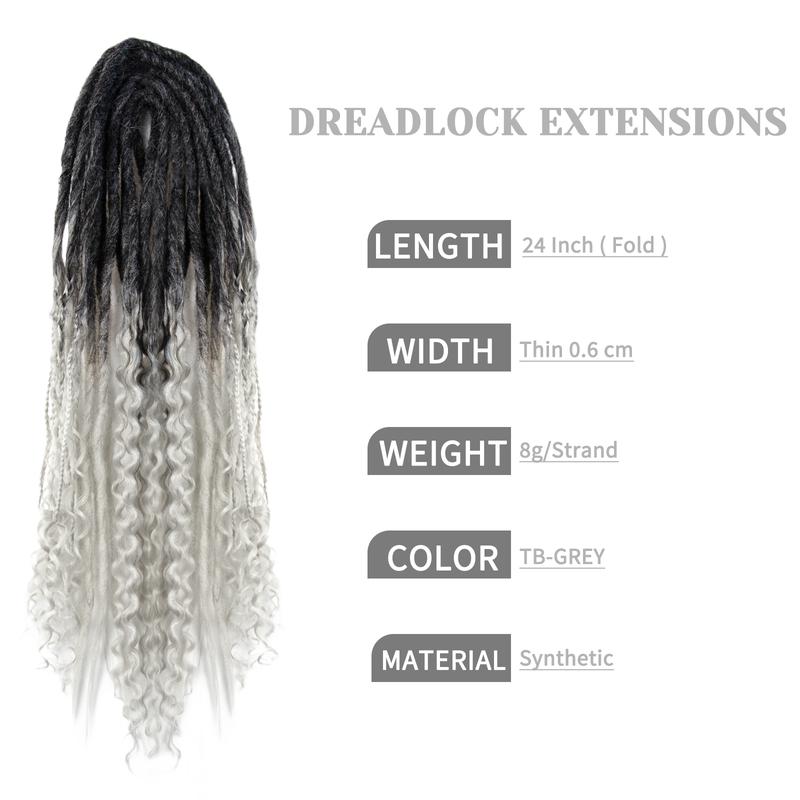 DE Dreadlock Extensions 24 Inch, 3 In 1 Mixed DE Dreads Hippie Style Boho 15 Strands Handmade Braid in Dreadlock Extensions hair extension Enchanted Invisible