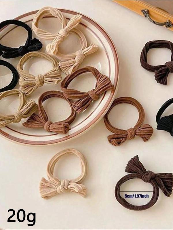 Cute Bowknot Decor Hair Tie Set, Casual Simple Hair Accessories for Women & Girls, Minimalist Headwear Suitable for Thick Hair